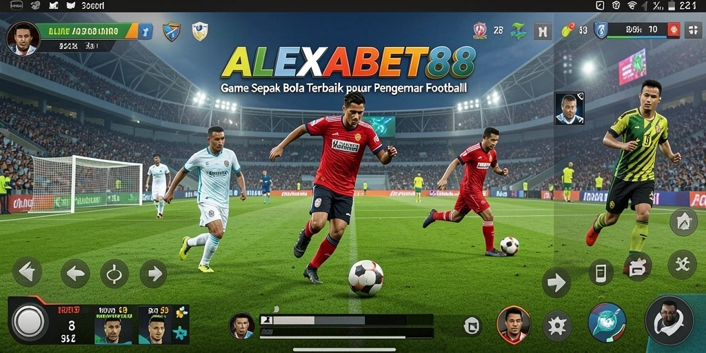 Screenshot ALEXABET88 menampilkan aksi mendebarkan dalam pertandingan sepak bola.