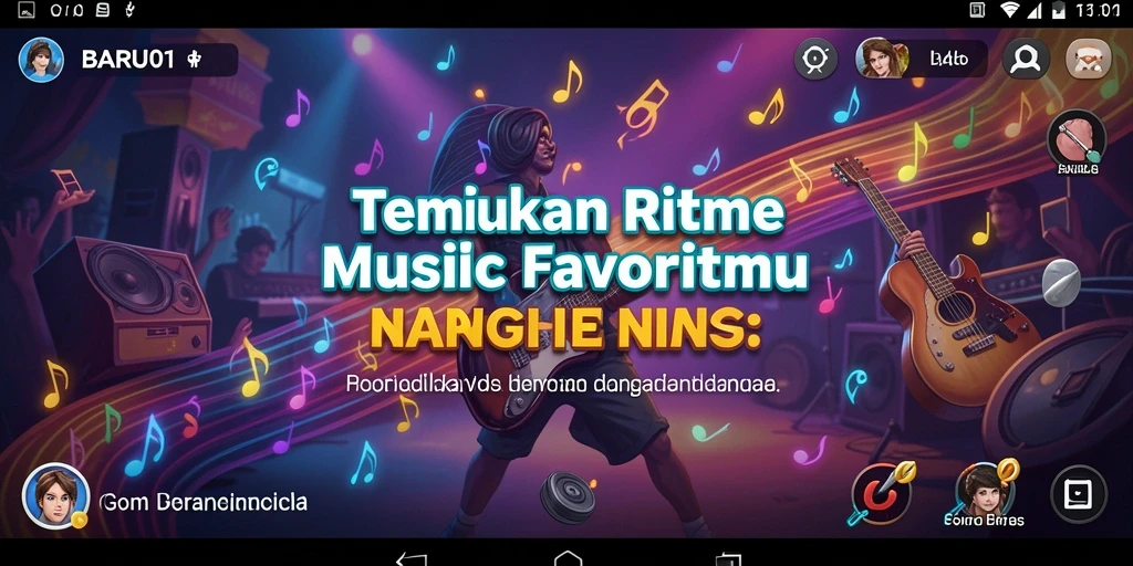 Screenshot utama <strong>BARU01</strong> menunjukkan gameplay musik yang interaktif dan menarik.