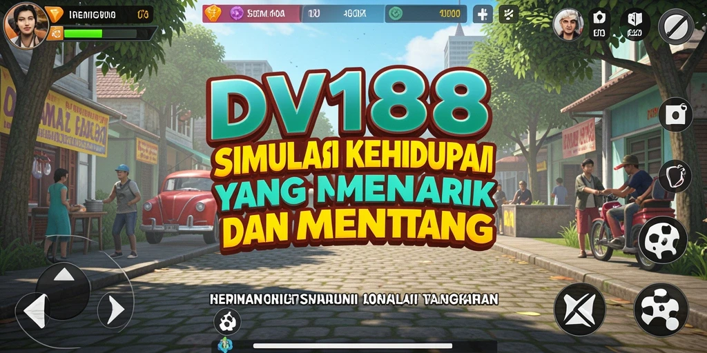 Screenshot gameplay DV188 menampilkan interaksi karakter dalam simulasi kehidupan.