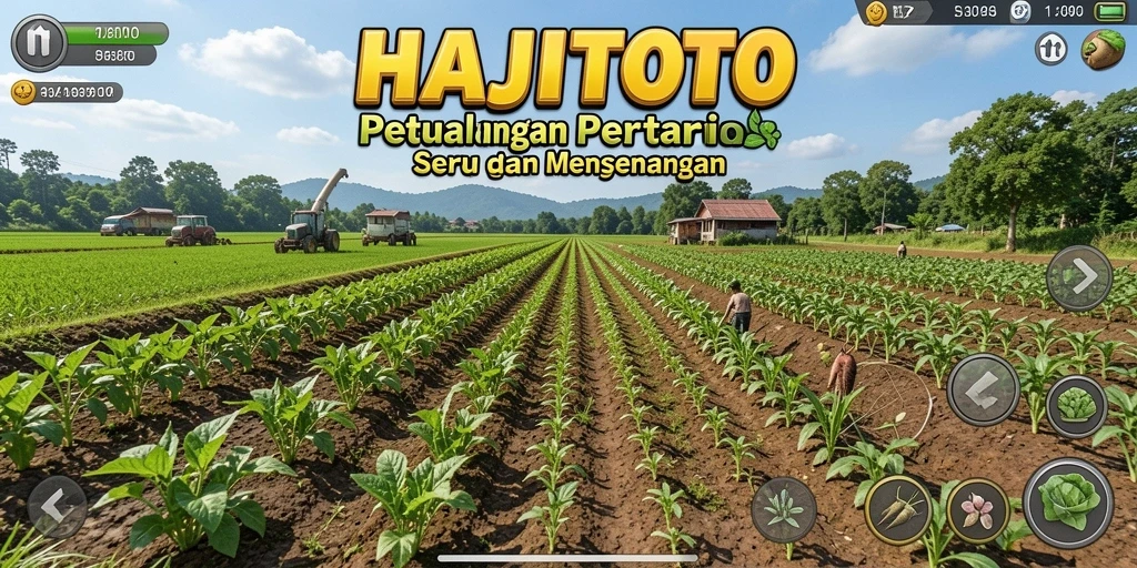 Tangkapan layar gameplay HAJITOTO dengan suasana pertanian yang asri dan menenangkan.