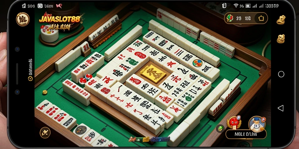 Tampilan gameplay menarik dari JAVASLOT88 yang menunjukkan aksi Mahjong seru.