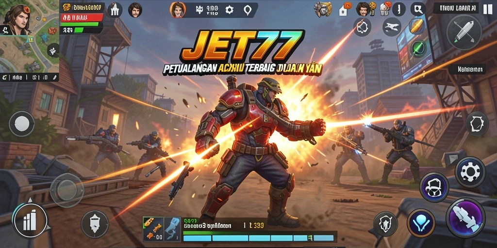 Tangkapan layar menunjukkan aksi mendebarkan dalam JET77.