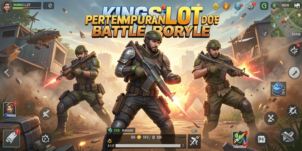 Tangkapan layar KINGSLOT yang menampilkan pertempuran epik di medan perang.