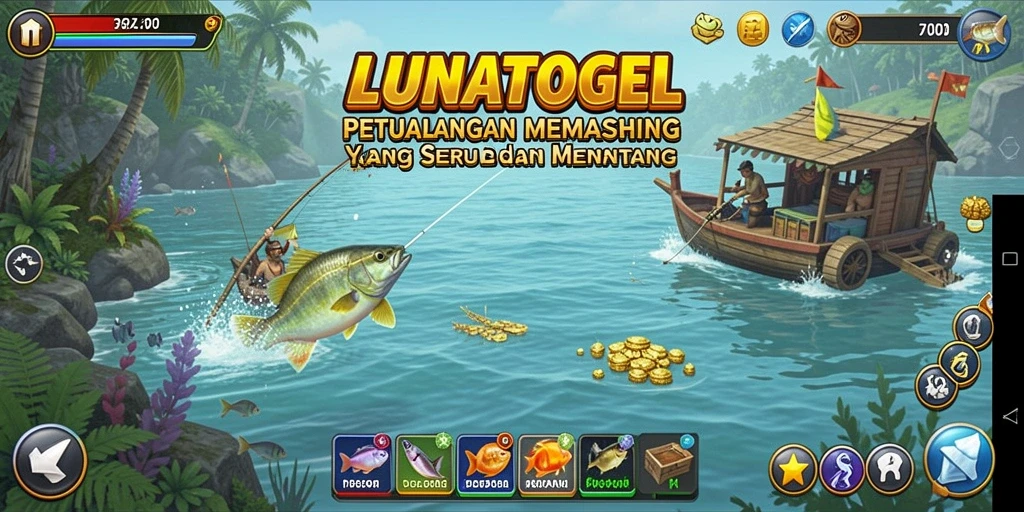 Tampilan gameplay LUNATOGEL yang menakjubkan dengan pengalaman memancing nyata.