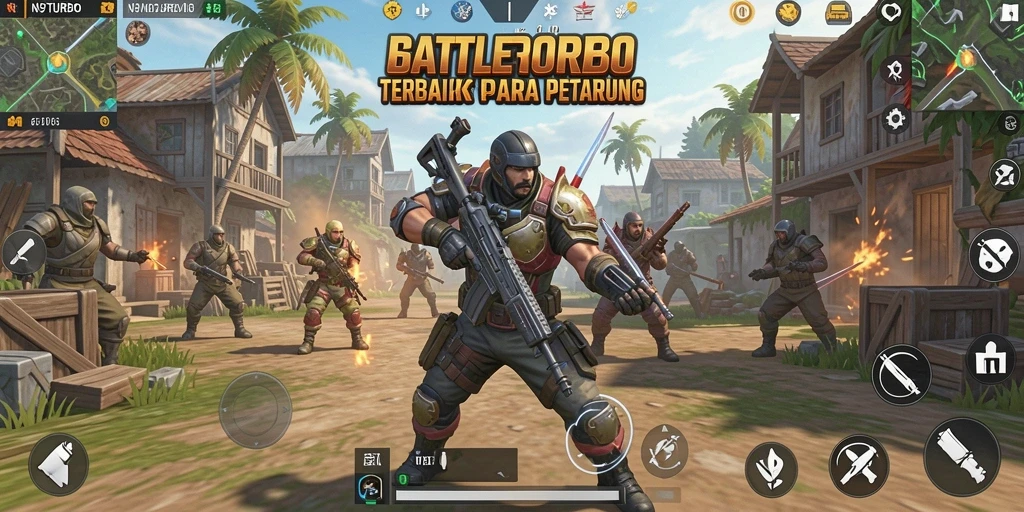 Gameplay Battle Royale N9TURBO yang seru dan menegangkan.