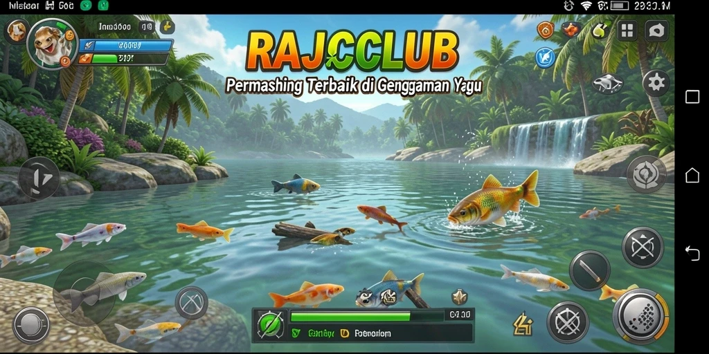 Gameplay memancing yang seru dan realistis di RAJACLUB.