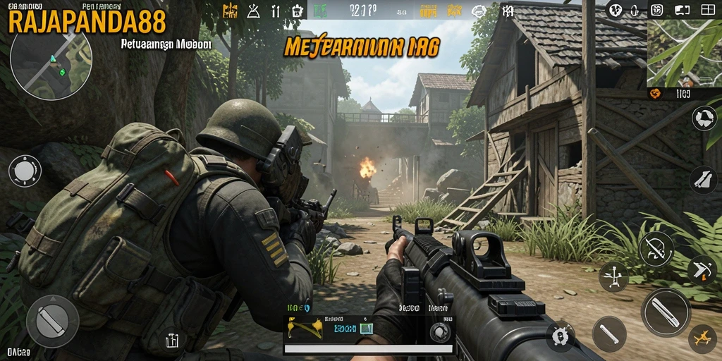 Screenshot gameplay mendebarkan dari RAJAPANDA88 yang menunjukkan aksi TPS.